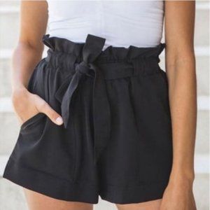 LF paper bag black high waist shorts BNWT